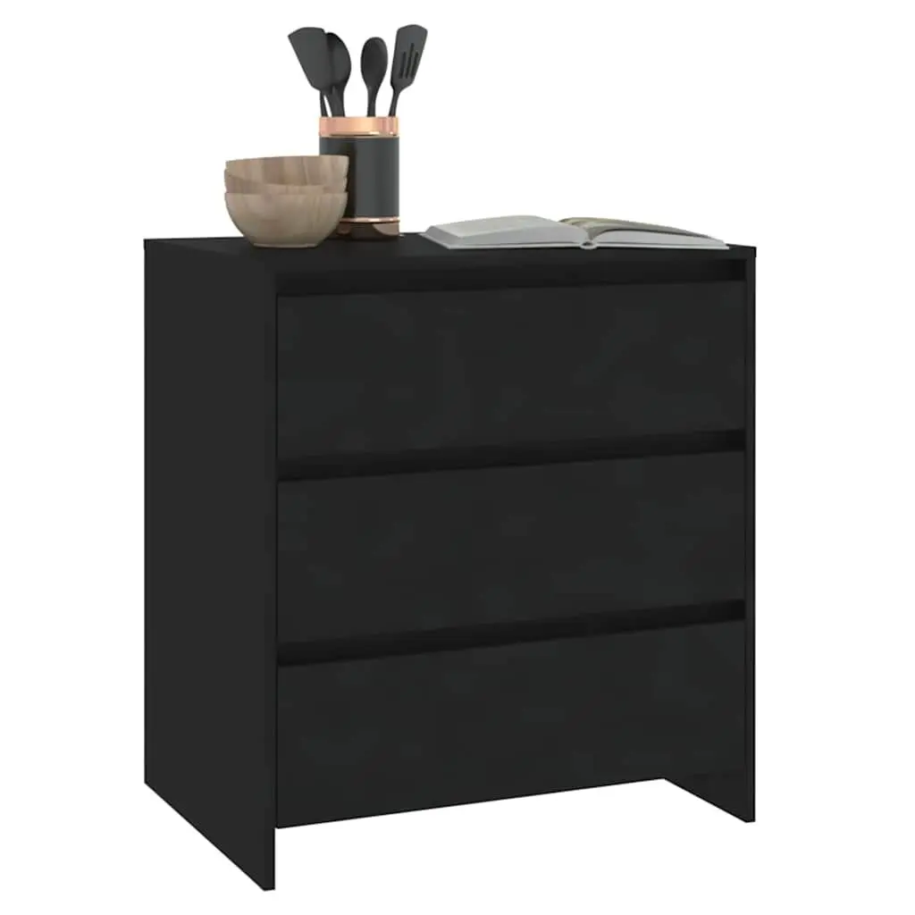 Black Sideboard Cabinet with 3 Drawers