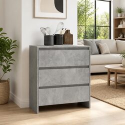 High-Quality Grey Sideboard 70x41x75cm with 3 Drawers