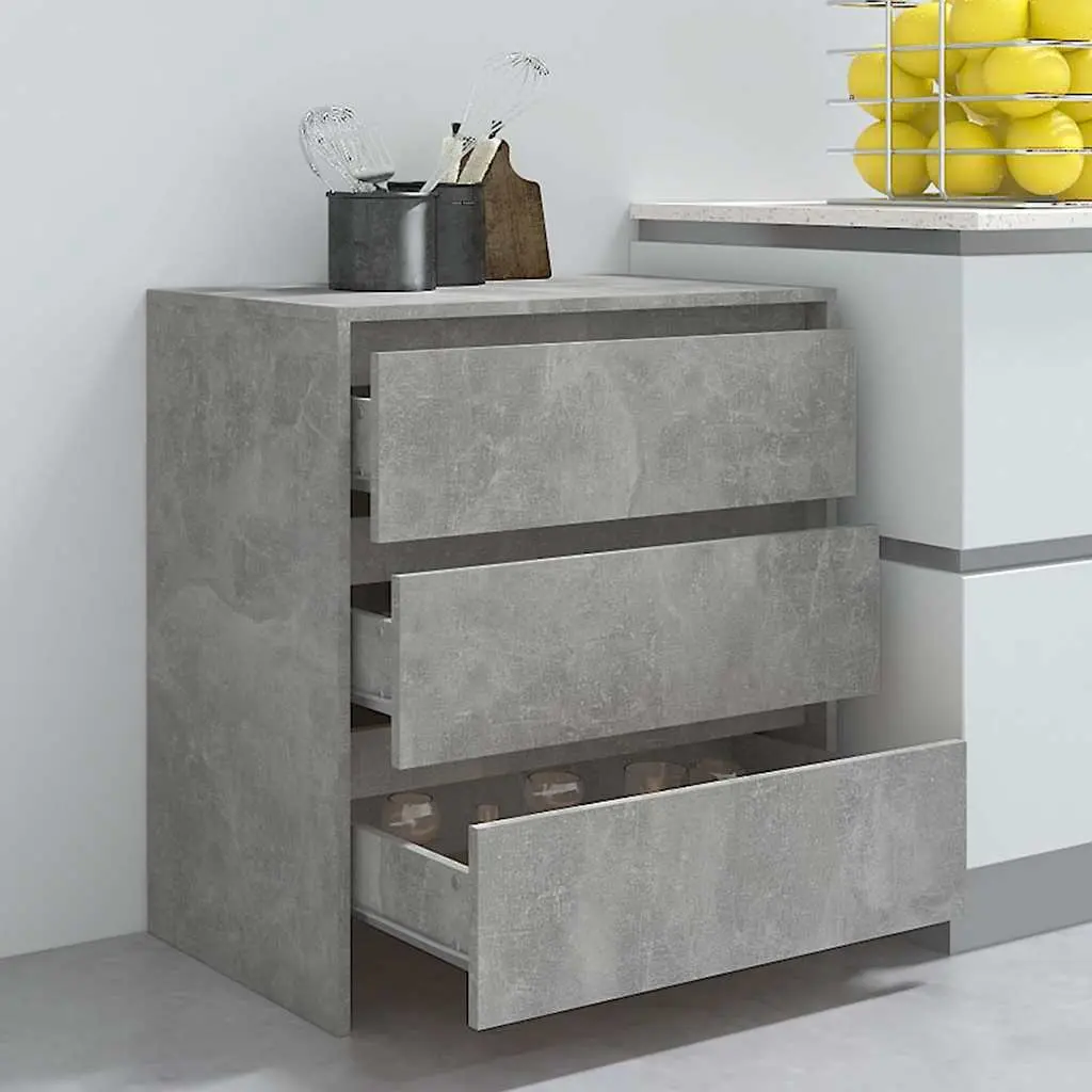 Grey Sideboard 70x41x75cm with 3 Drawers