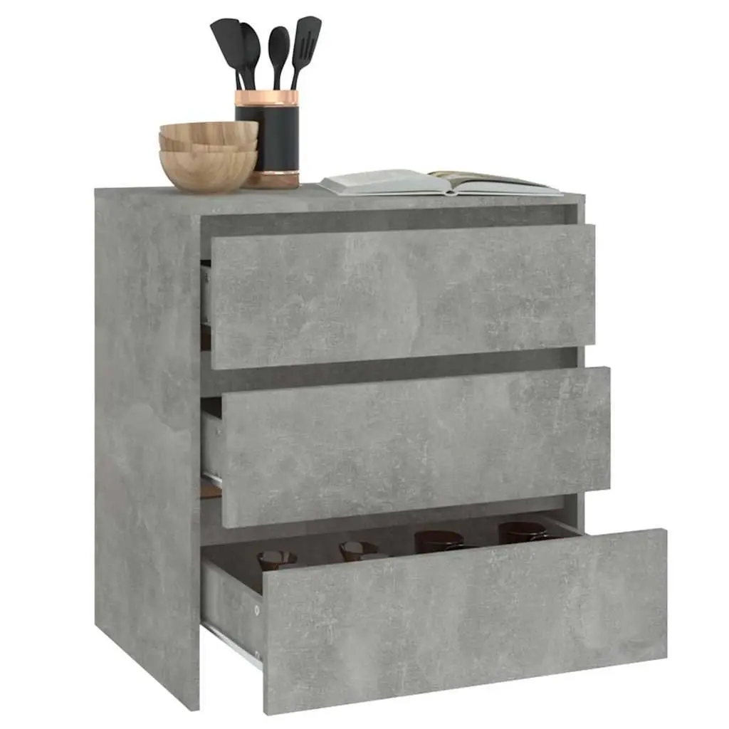 Grey Sideboard 70x41x75cm with 3 Drawers