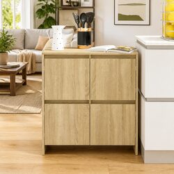 Durable Brown Engineered Wood 4-Door Sideboard