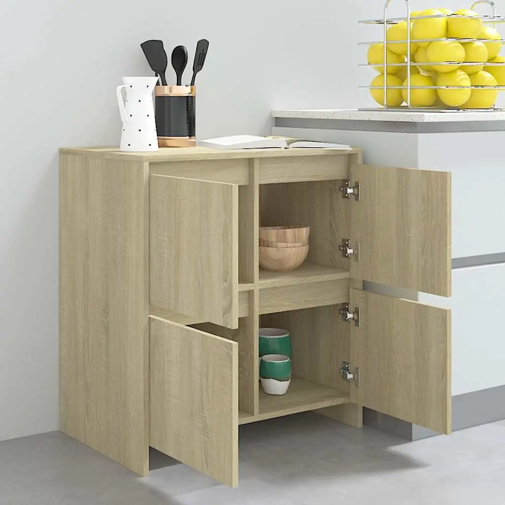 Brown Engineered Wood 4-Door Sideboard