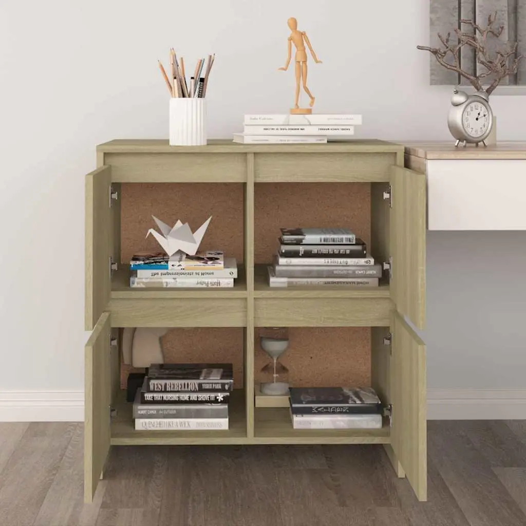 Brown Engineered Wood 4-Door Sideboard