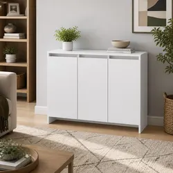 Durable White 3-Door Sideboard Storage Cabinet
