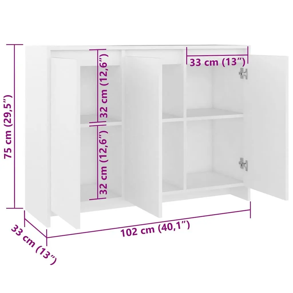 White 3-Door Sideboard Storage Cabinet
