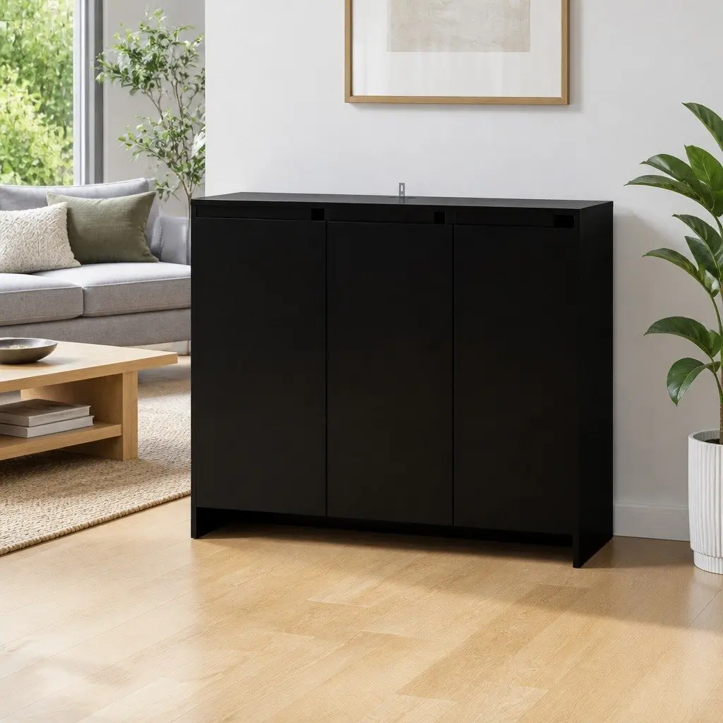 Sideboard Storage Cabinet Engineered Wood 102cm x 33cm x 75cm Black