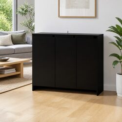 Durable Black Sideboard Storage Cabinet with 3 Doors