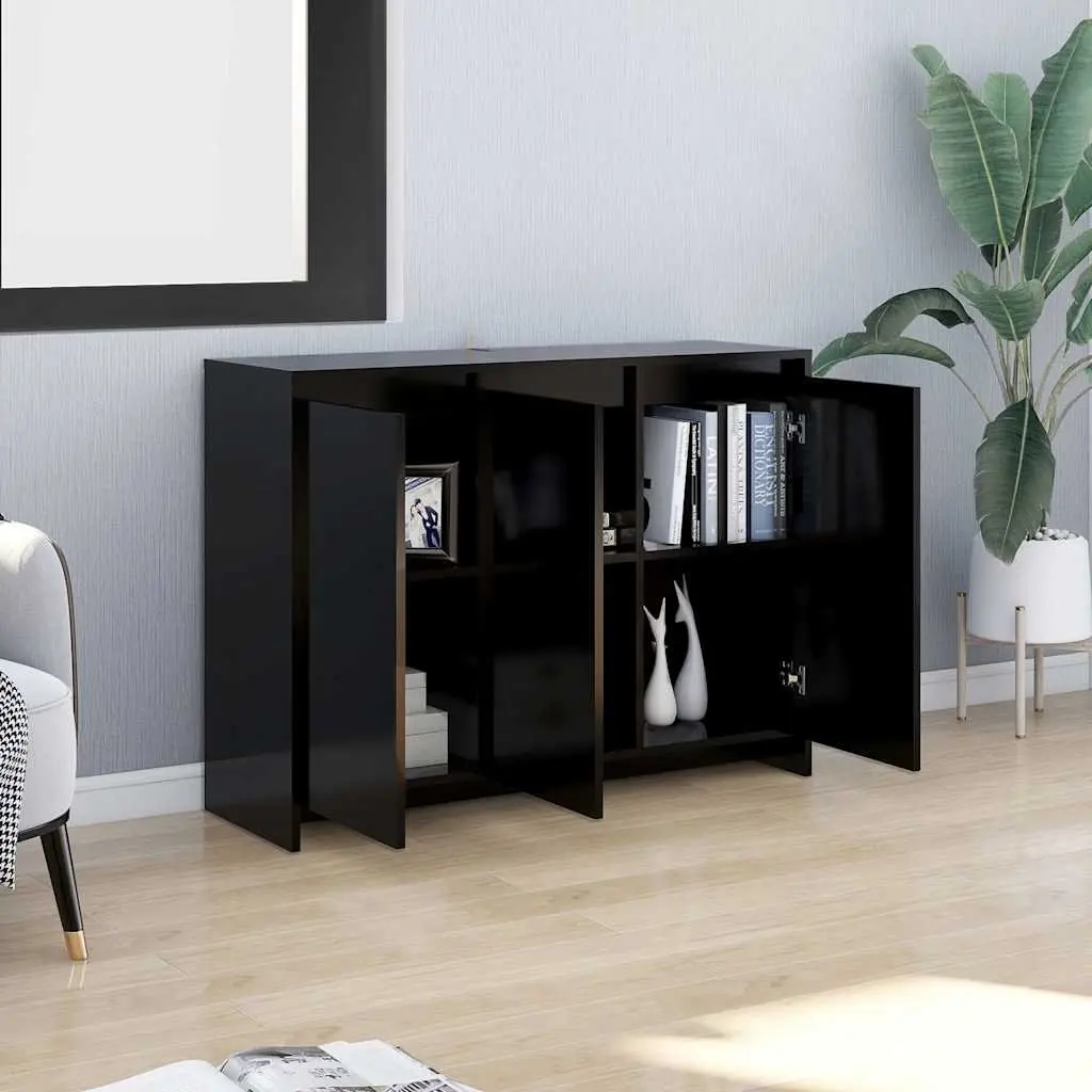 Sideboard Storage Cabinet Engineered Wood 102cm x 33cm x 75cm Black