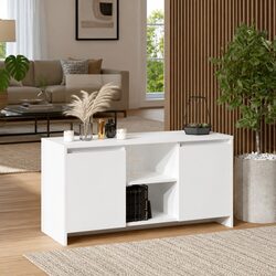 Stylish White Minimalist TV Cabinet with Storage Compartment
