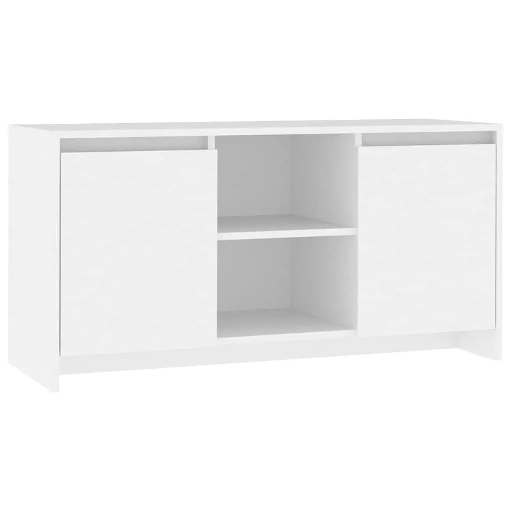 White Minimalist TV Cabinet with Storage Compartment