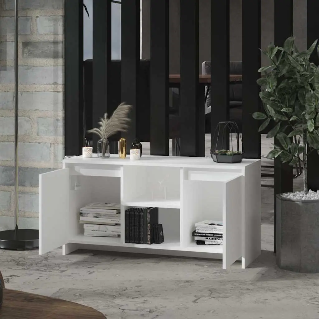 White Minimalist TV Cabinet with Storage Compartment