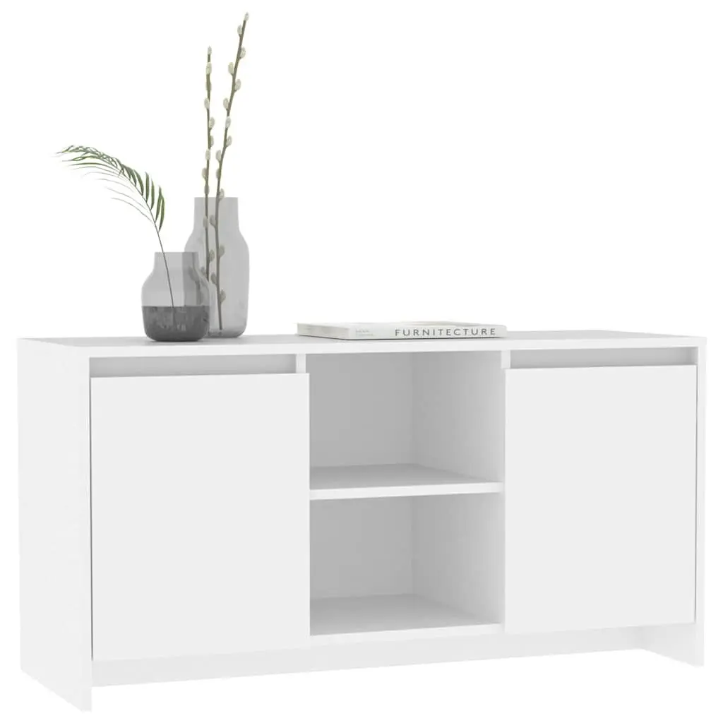 White Minimalist TV Cabinet with Storage Compartment