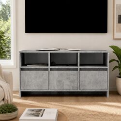 Durable Concrete Grey TV Cabinet with 3 Drawers
