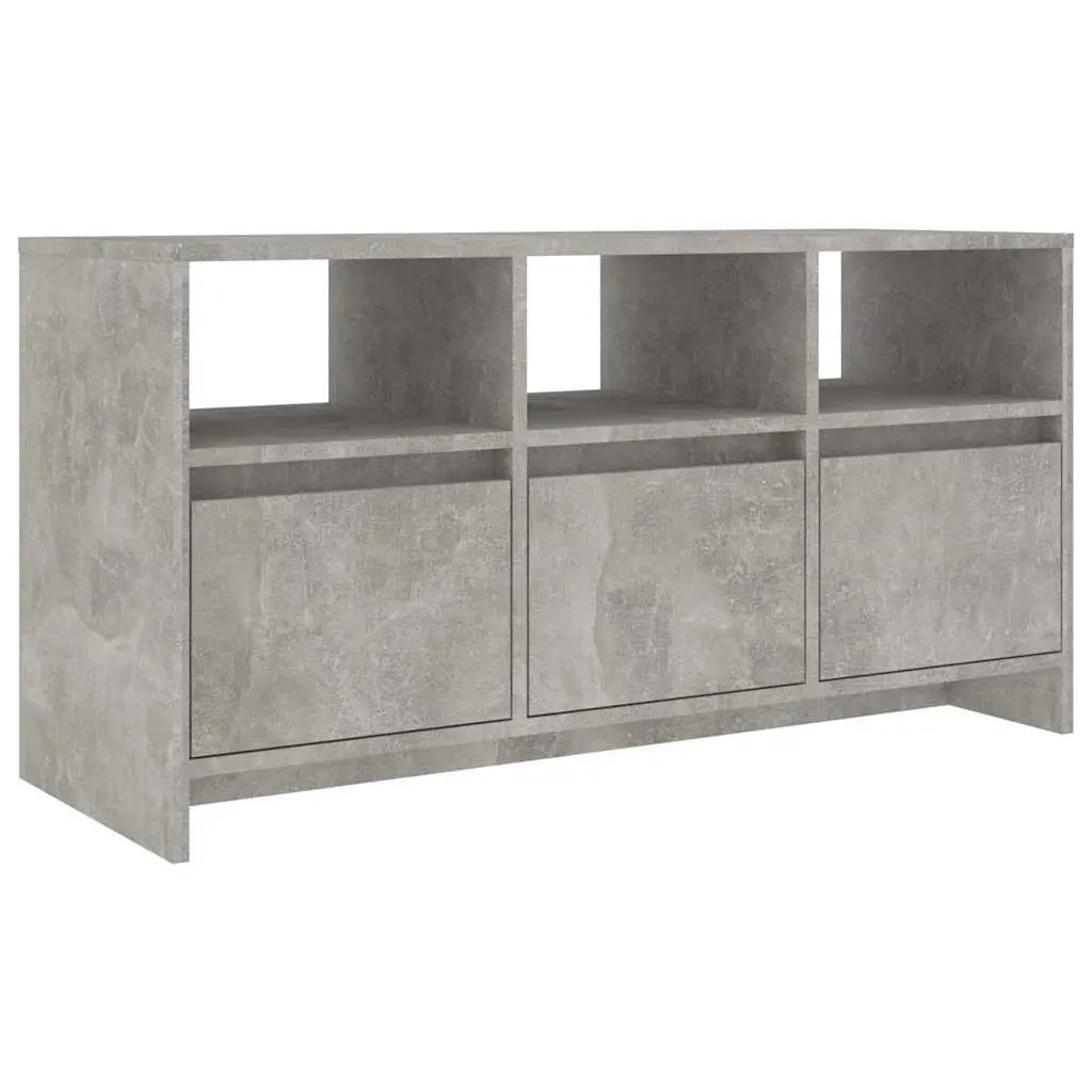 TV Cabinet Engineered Wood 102 x 37.5 x 52.5 cm Concrete Grey Lowboard Storage 3 Drawers Compartments