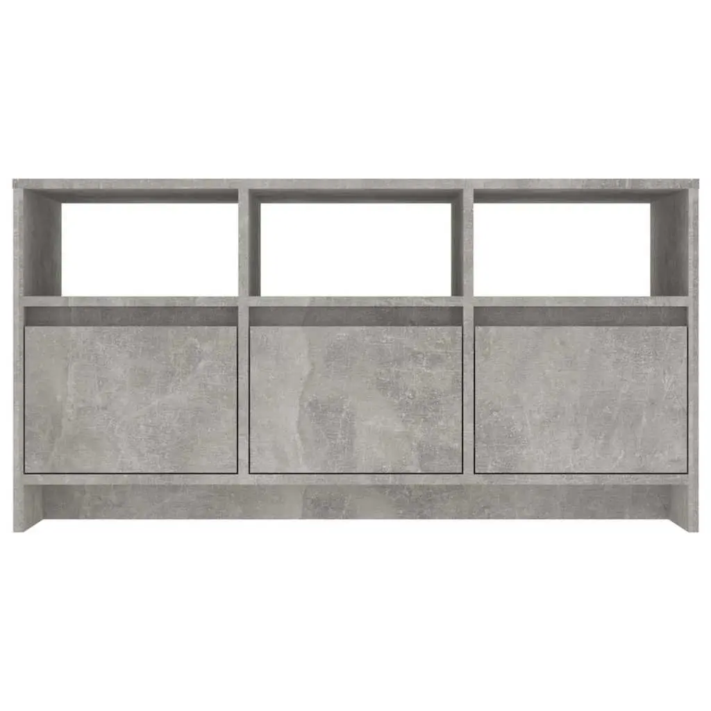 TV Cabinet Engineered Wood 102 x 37.5 x 52.5 cm Concrete Grey Lowboard Storage 3 Drawers Compartments