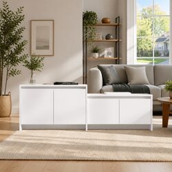 Elegant White 4-Door TV Cabinet for Living Spaces