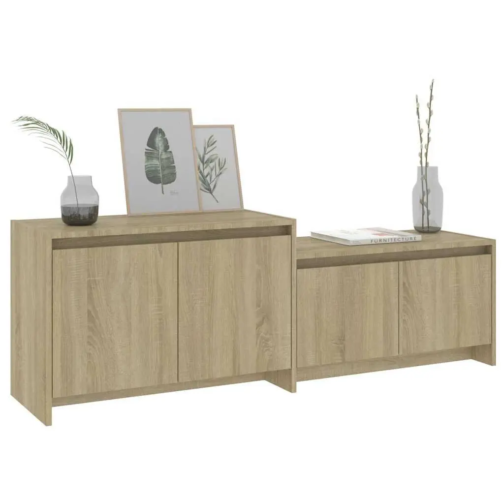 TV Cabinet Engineered Wood 1465 x 350 x 500 mm Beige 4 Doors Lowboard Living Room Media Storage Unit