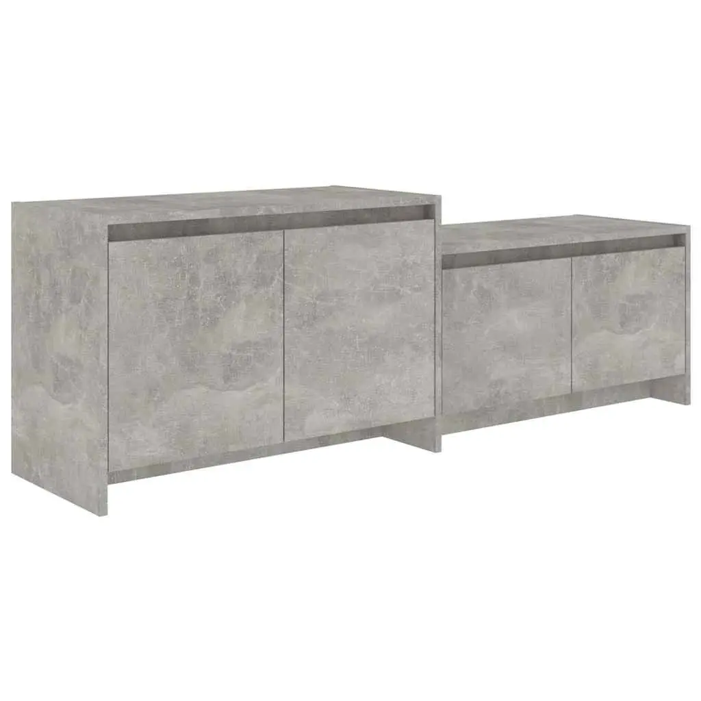 TV Cabinet Engineered Wood 146.5 x 35 x 50 cm Concrete Grey 4 Door Lowboard Living Room Storage Unit