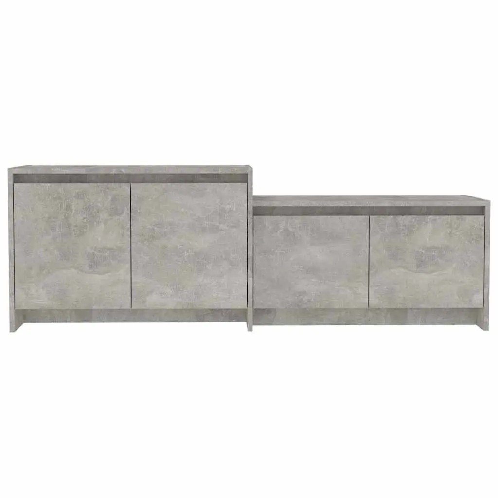 TV Cabinet Engineered Wood 146.5 x 35 x 50 cm Concrete Grey 4 Door Lowboard Living Room Storage Unit