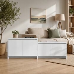 High Gloss White 4 Door TV Cabinet for Living Spaces