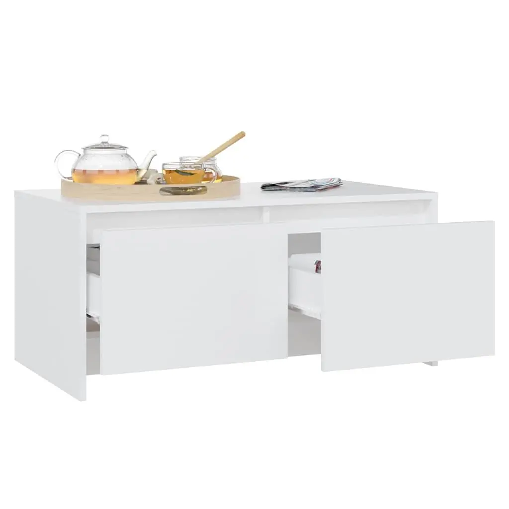 White Coffee Table with Storage Drawers