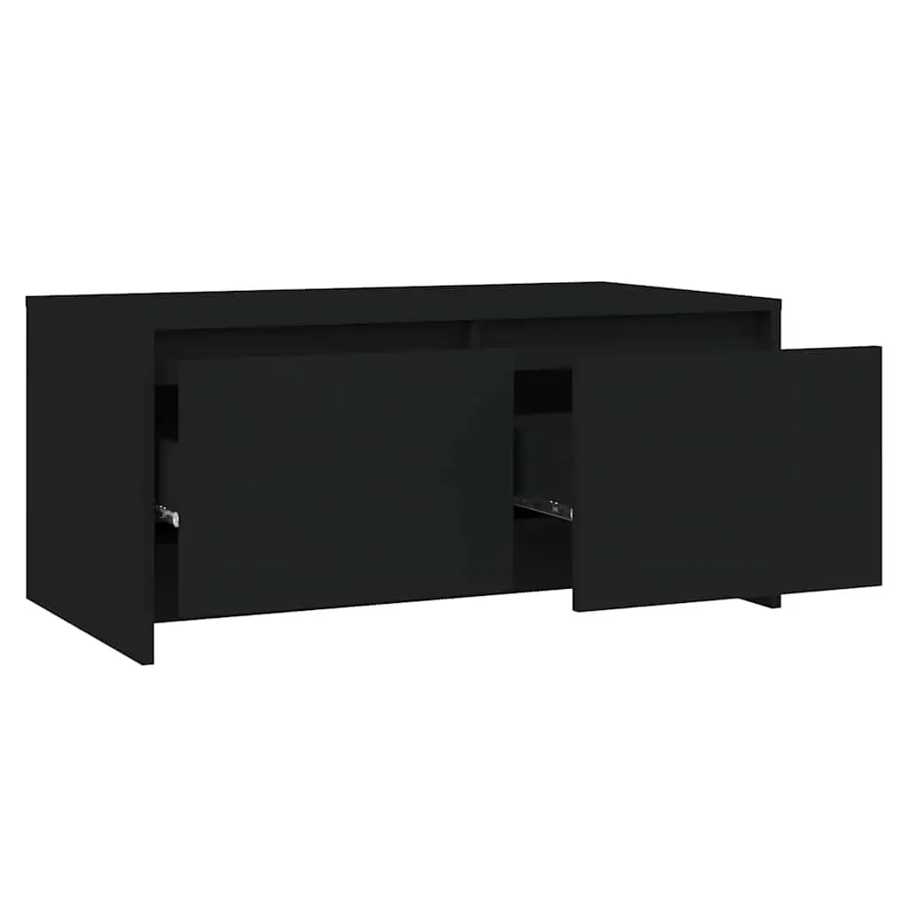 Black Coffee Table with Storage Drawers Modern Living Room Accent Furniture