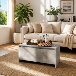 Modern Grey Coffee Table with Storage Drawers