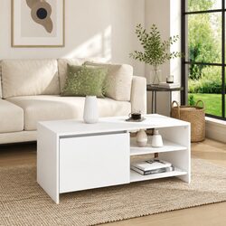 Durable White Modern Coffee Table with Storage Features