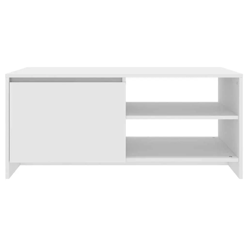 Coffee Table White Modern Design Living Room Storage Compartment Shelves