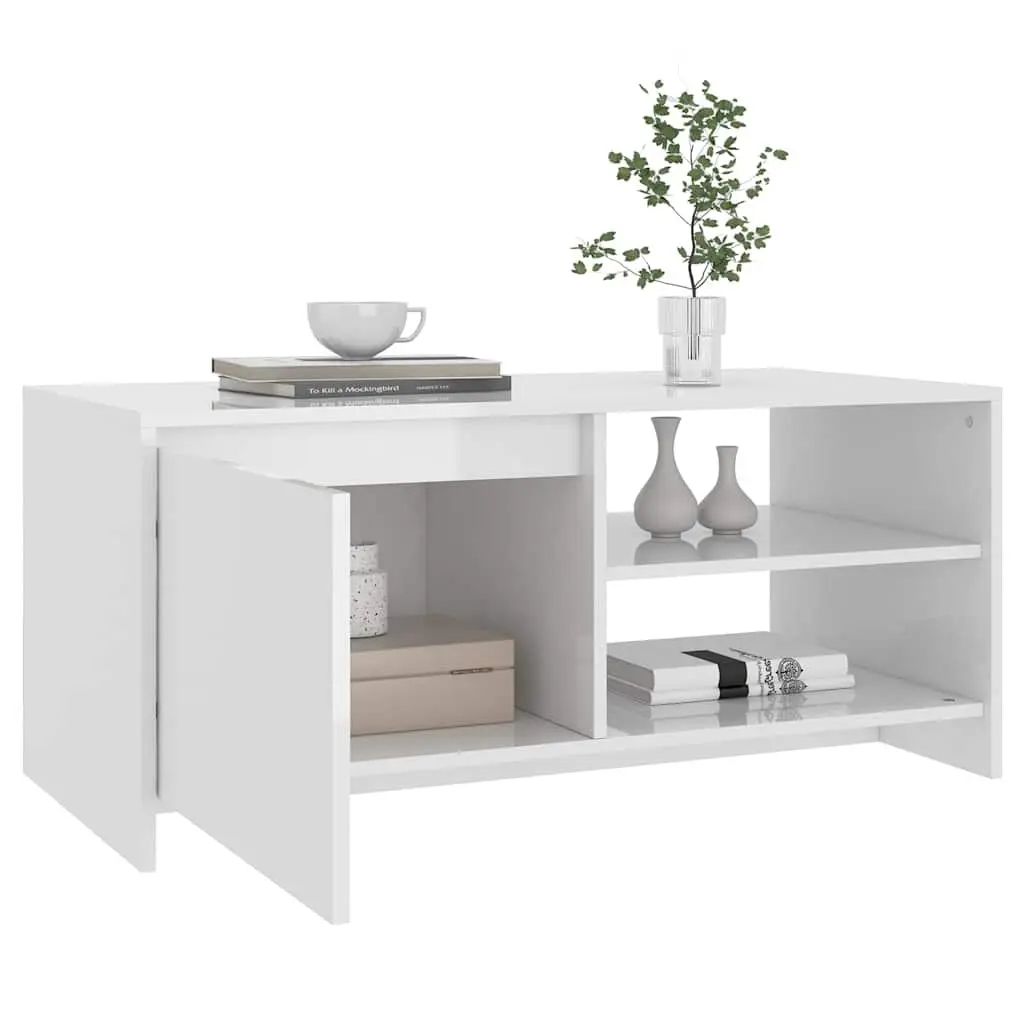 White Coffee Table with Storage Compartment