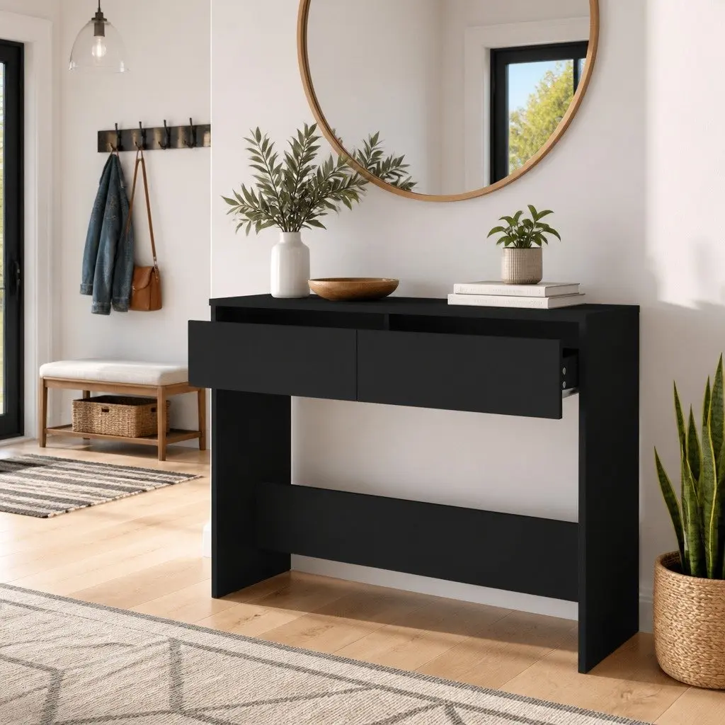 Black Console Table for Hallway and Living Room