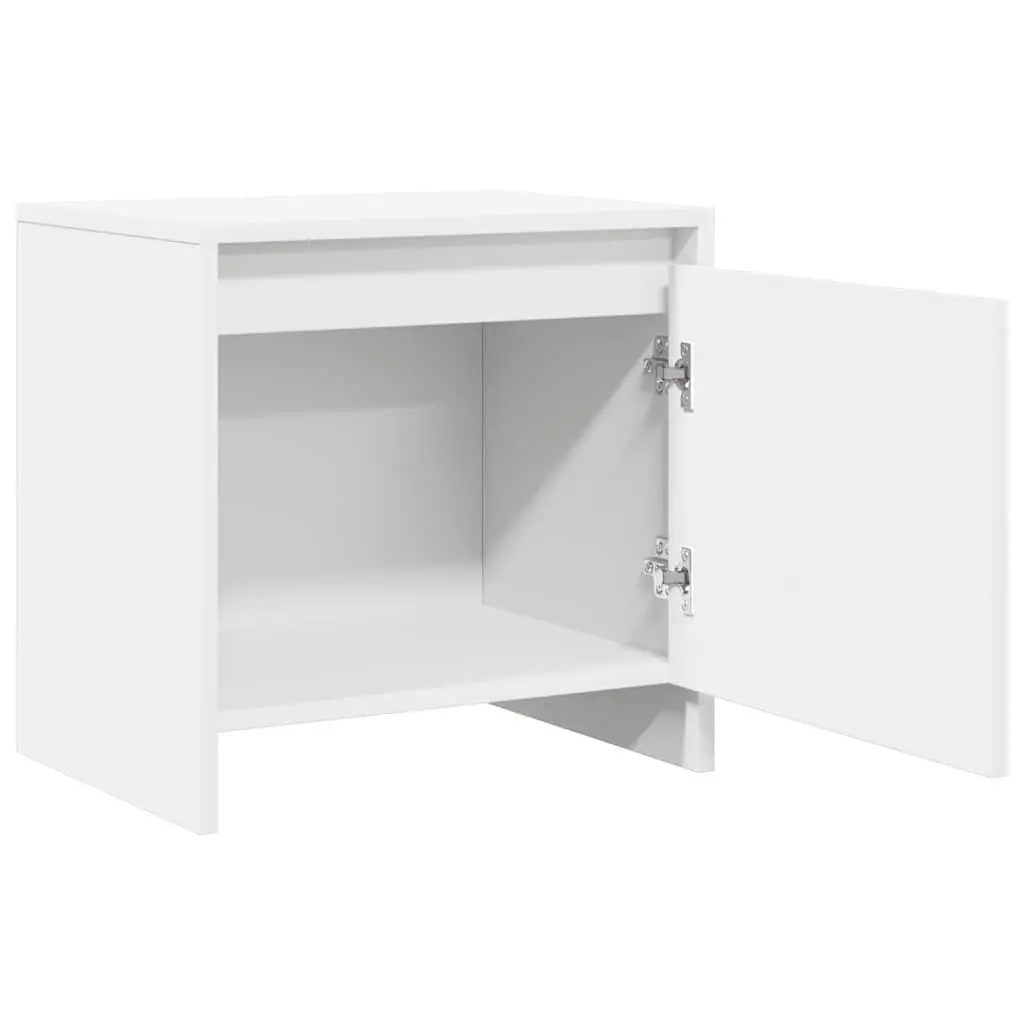 Bedside Cabinet Engineered Wood 45cm White Nightstand Storage