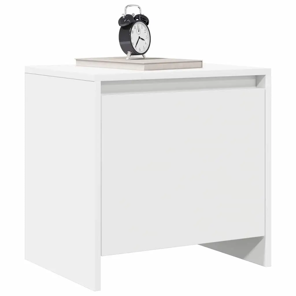 Bedside Cabinet Engineered Wood 45cm White Nightstand Storage