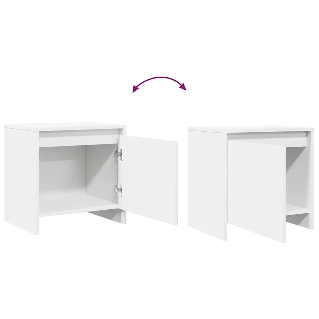 Bedside Cabinet Set 2 pcs White Nightstand Storage Bedside Table Engineered Wood