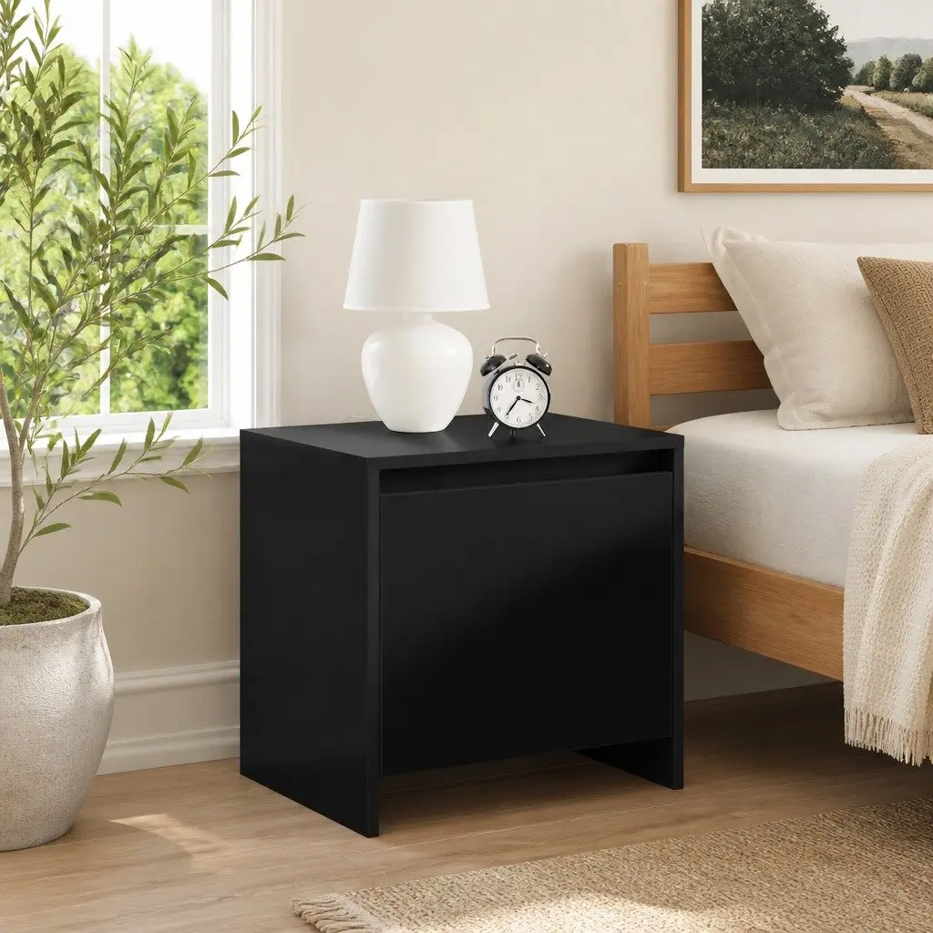 Bedside Cabinet Engineered Wood 45x34x44.5 cm Black