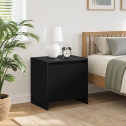 Elegant Bedside Cabinet Set of 2 Black Nightstands
