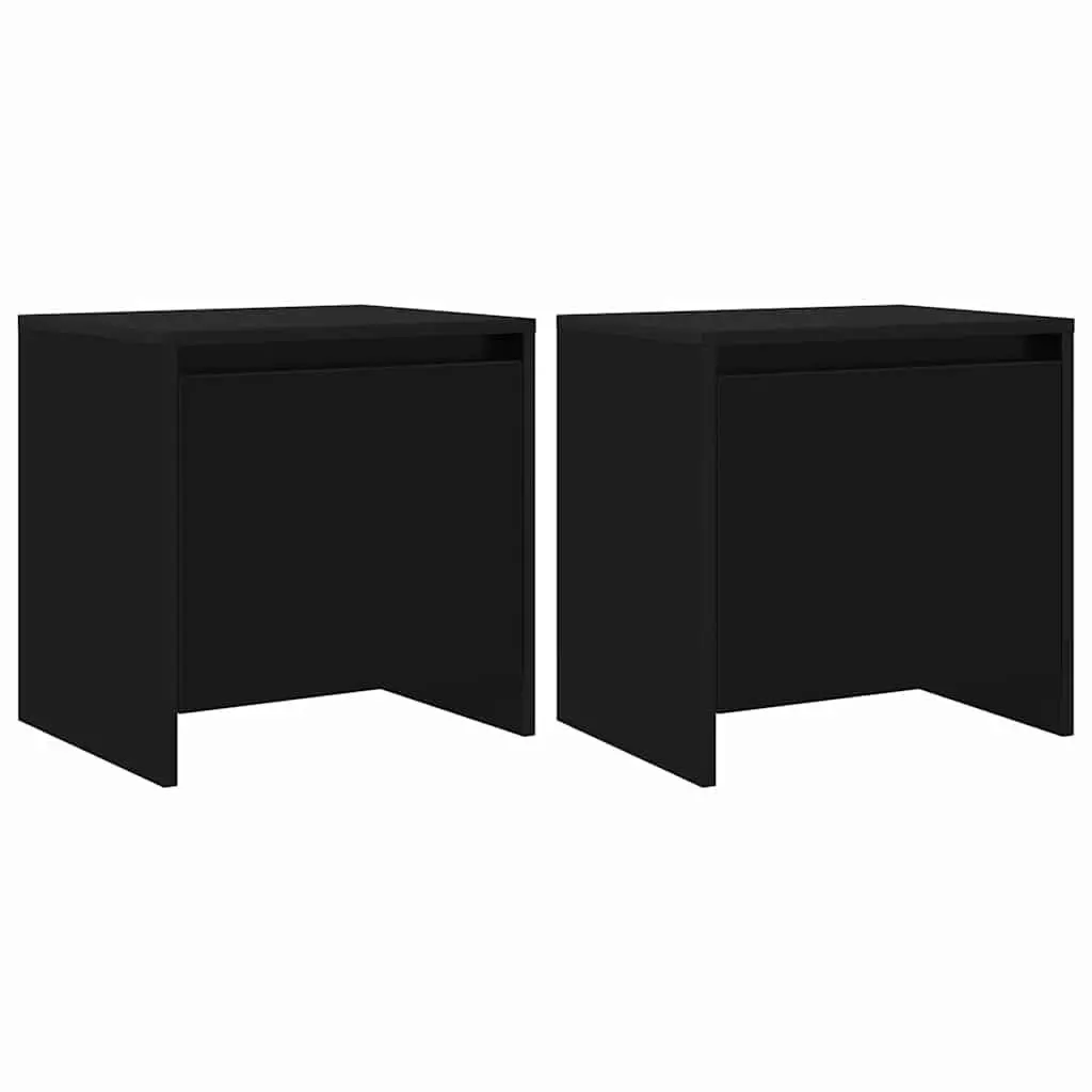 Bedside Cabinet Set Engineered Wood 45x34x44.5cm Black