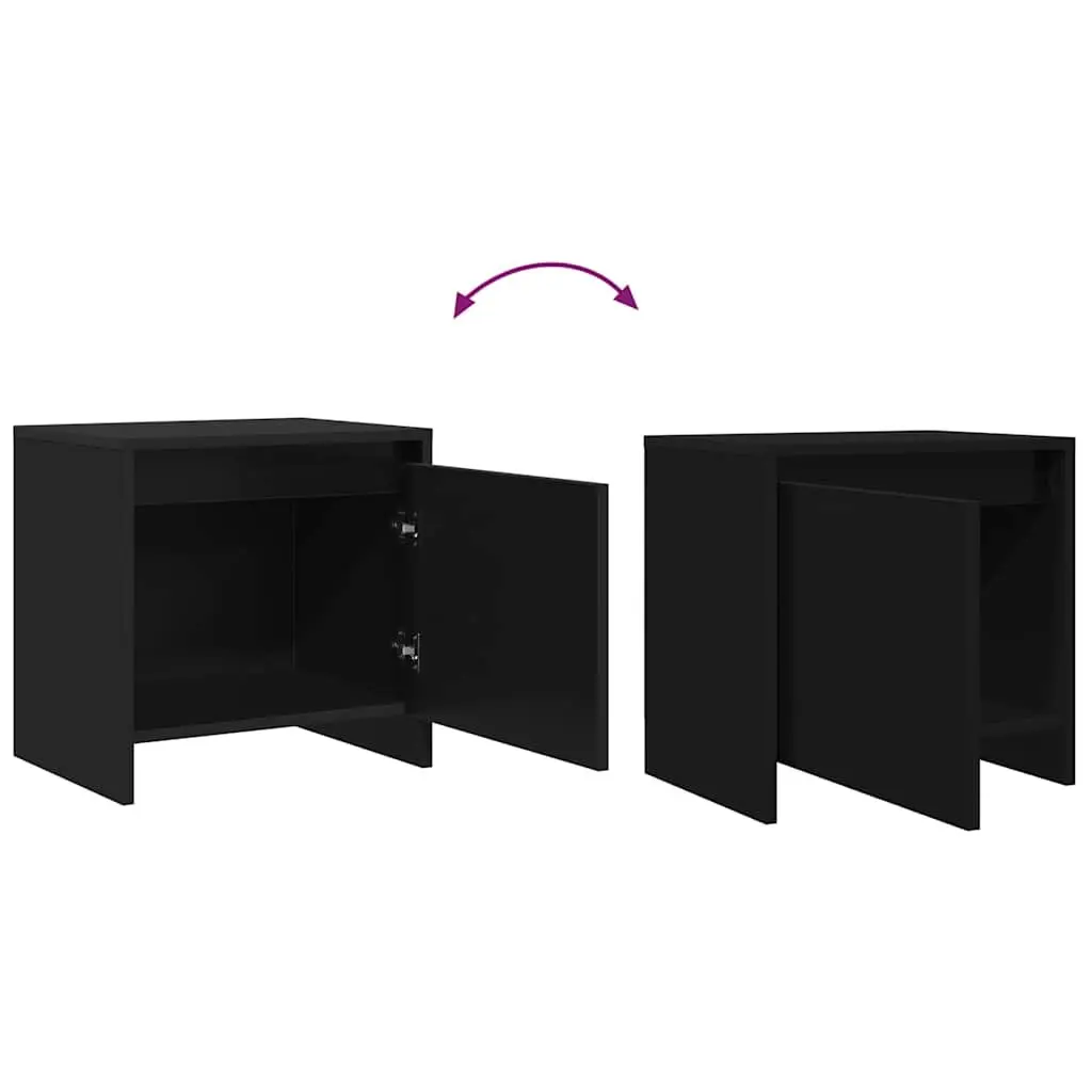 Bedside Cabinet Set Engineered Wood 45x34x44.5cm Black