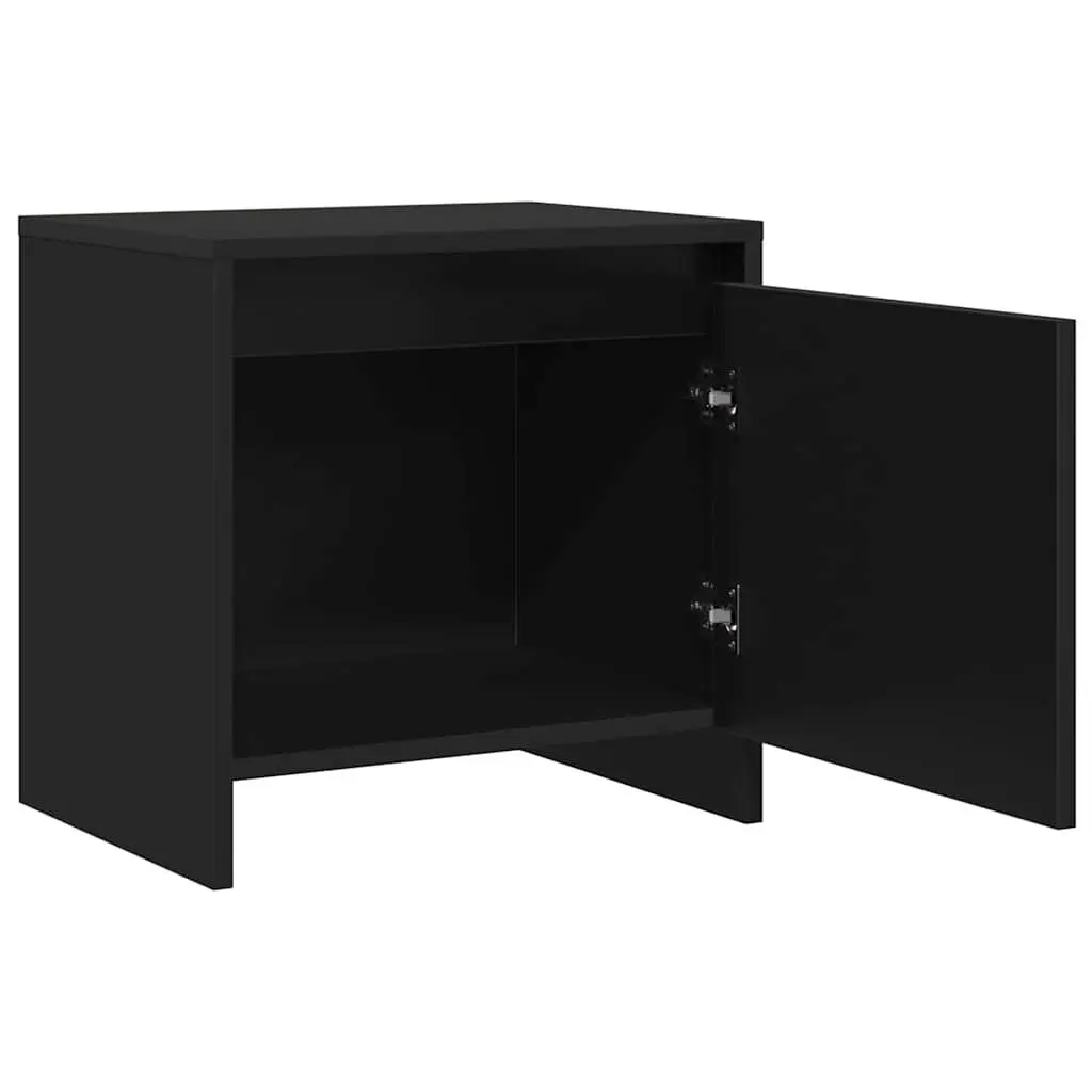 Bedside Cabinet Set Engineered Wood 45x34x44.5cm Black