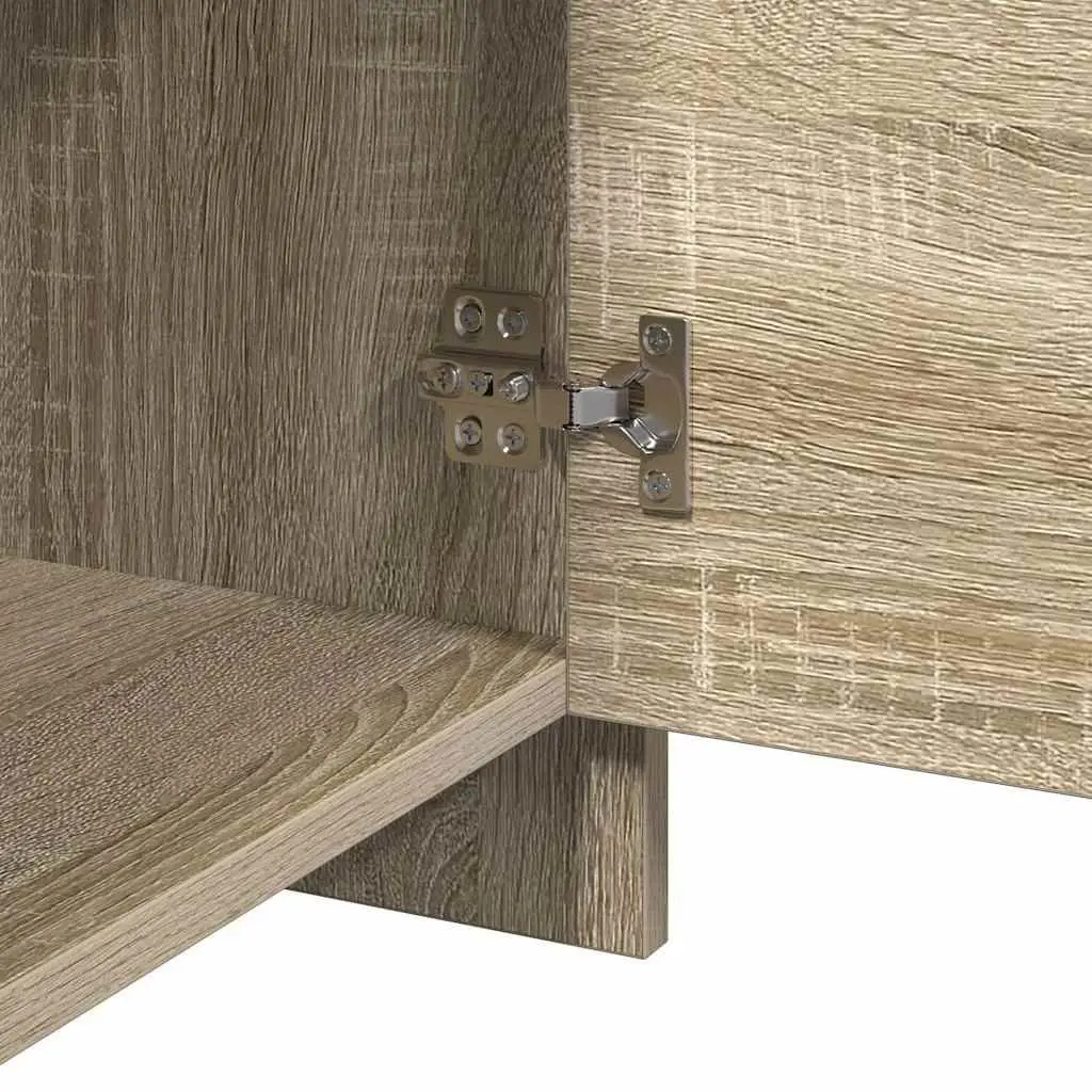 Bedside Cabinet Engineered Wood Storage Nightstand Table with Door Beige
