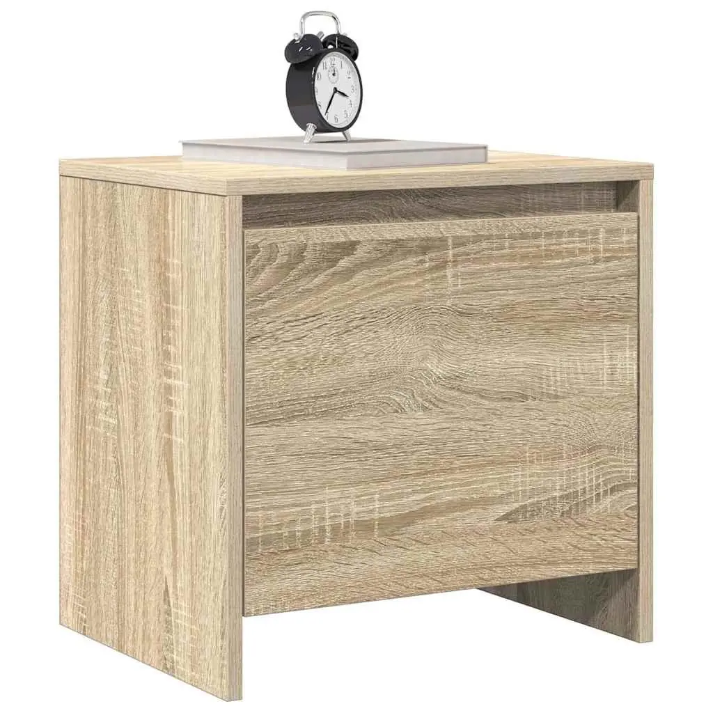 Bedside Cabinet Engineered Wood Storage Nightstand Table with Door Beige