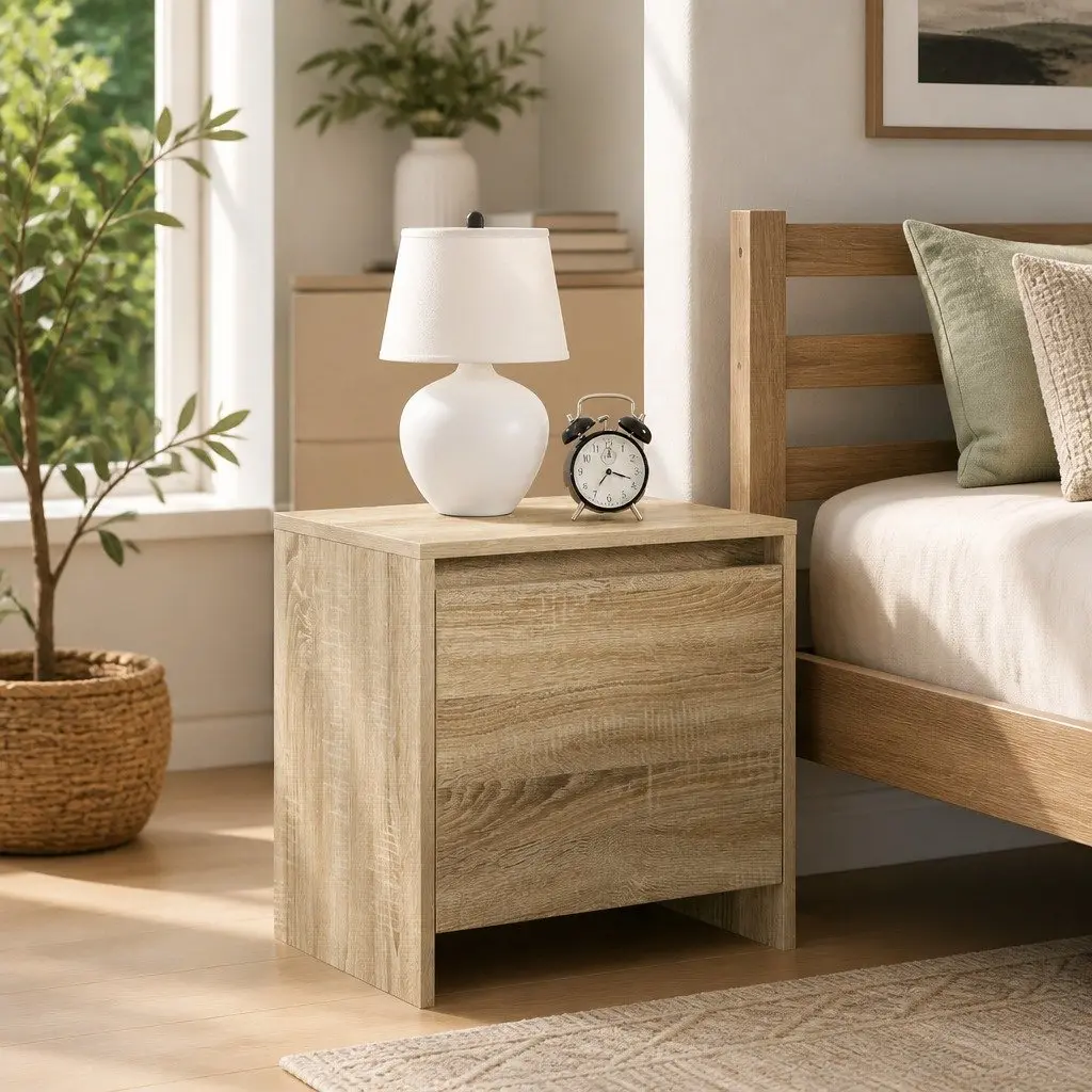 Beige Bedside Cabinet Nightstand 45x34x44.5cm