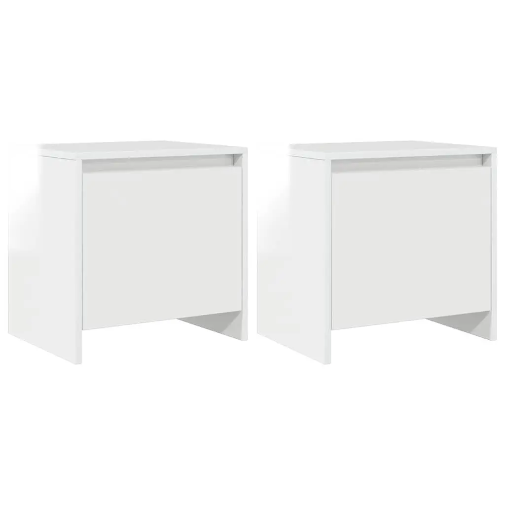 Bedside Cabinet Engineered Wood High Gloss White 45x34x44.5 cm 2 Piece