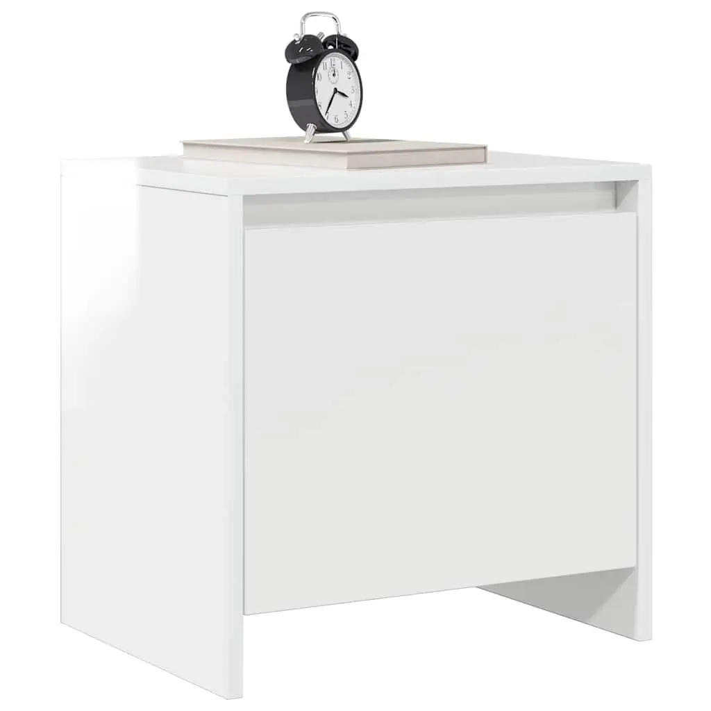 Bedside Cabinet Engineered Wood High Gloss White 45x34x44.5 cm 2 Piece