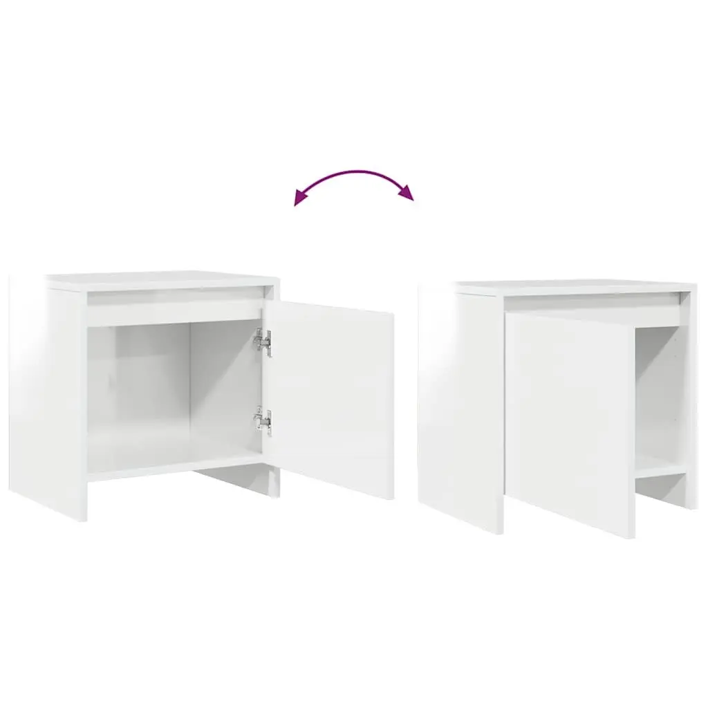 Bedside Cabinet Engineered Wood High Gloss White 45x34x44.5 cm 2 Piece