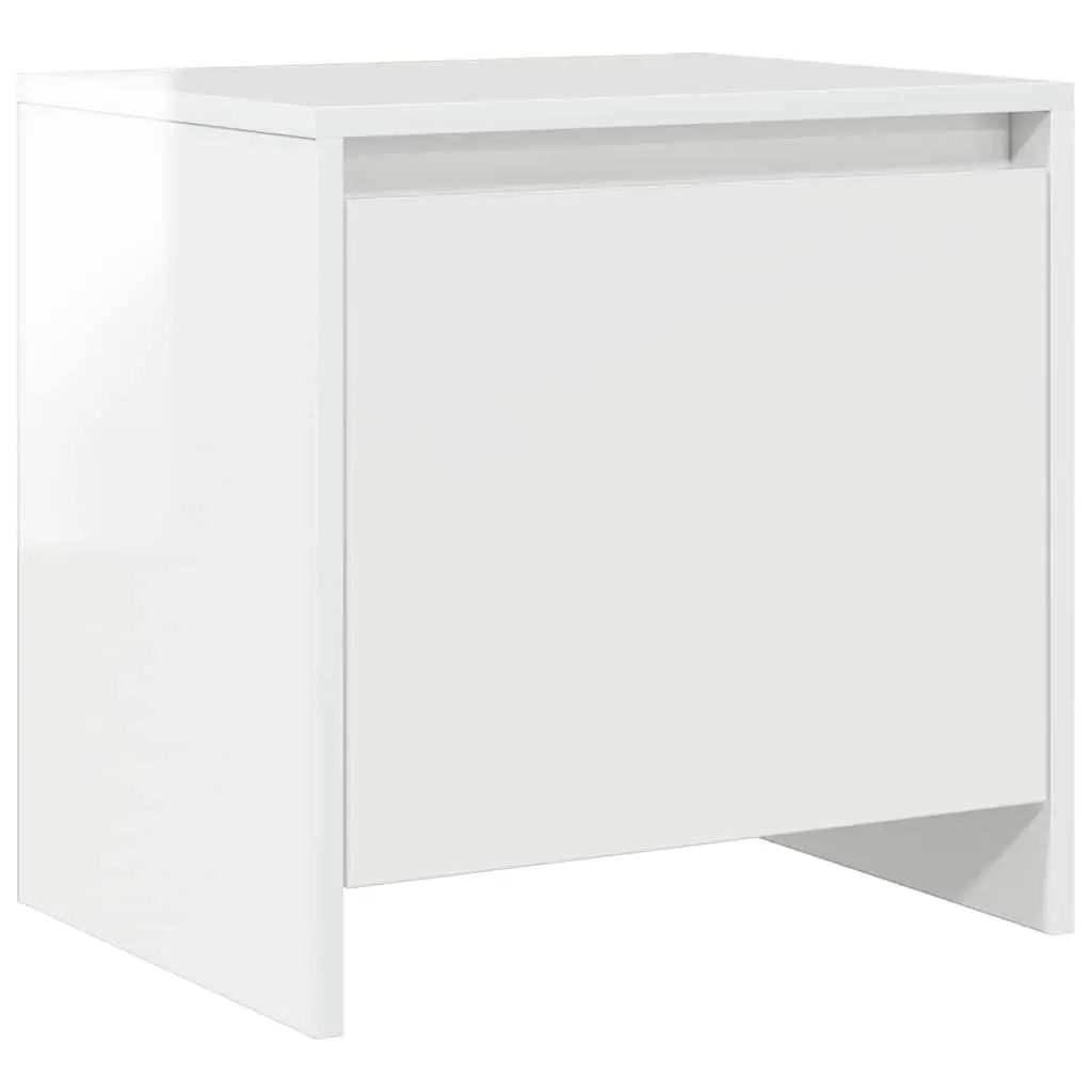 Bedside Cabinet Engineered Wood High Gloss White 45x34x44.5 cm 2 Piece