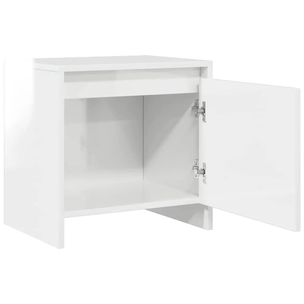 Bedside Cabinet Engineered Wood High Gloss White 45x34x44.5 cm 2 Piece