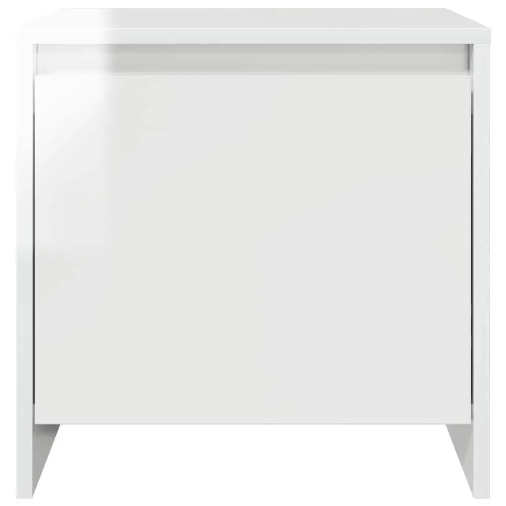 Bedside Cabinet Engineered Wood High Gloss White 45x34x44.5 cm 2 Piece