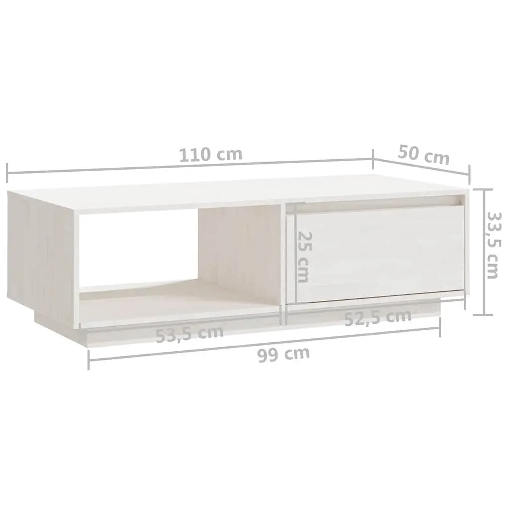 White Coffee Table Made of Solid Pinewood