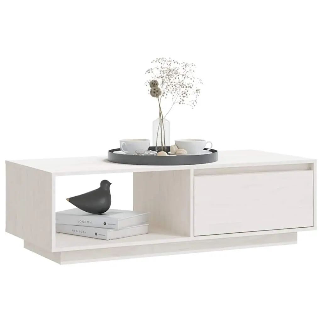White Coffee Table Made of Solid Pinewood